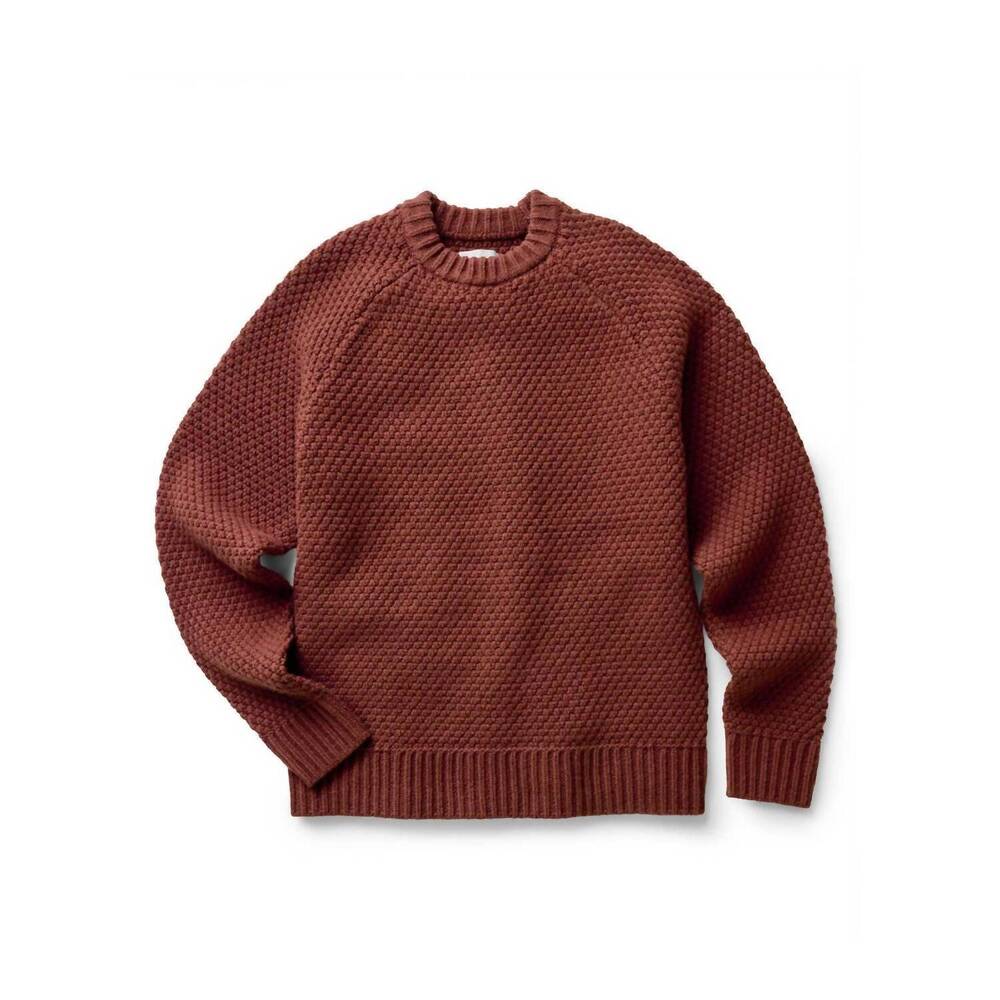 NEW TAYLOR STITCH the fisherman sweater in heather brick merino - Picture 2 of 5